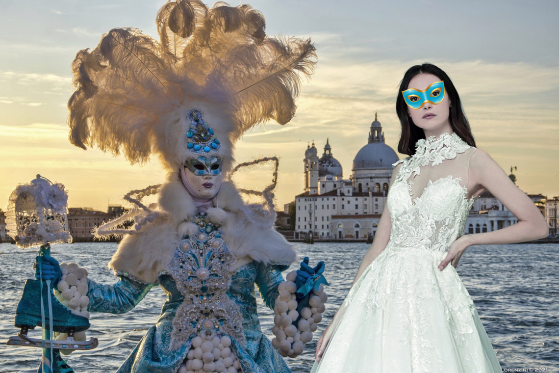 Orazio Atelier con un abito Bellantuono al Carnevale di Venezia