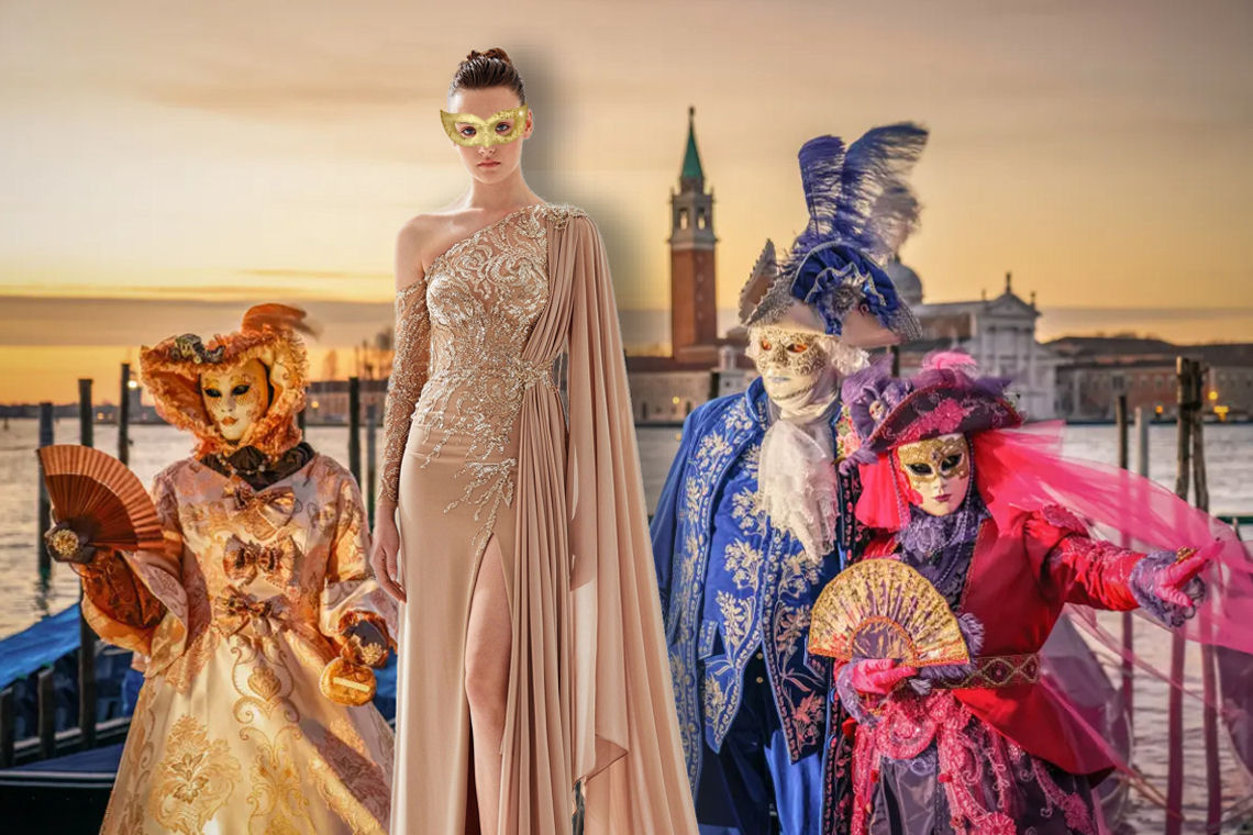 Orazio Atelier con un abito Tarik Ediz al Carnevale di Venezia